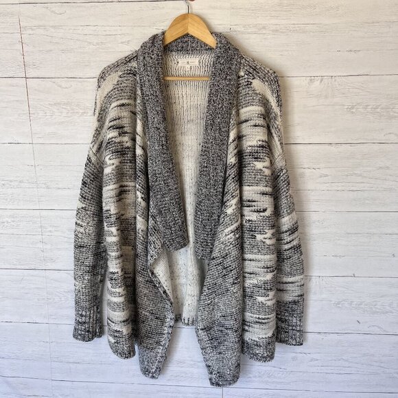Lou & Grey Sweater Womens Size Large Black, Gray & White Wool & Mohair Cardigan - Picture 3 of 14